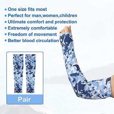 1 Pair Camouflage Sun Protection Arm Sleeve For Sports Navy Blue