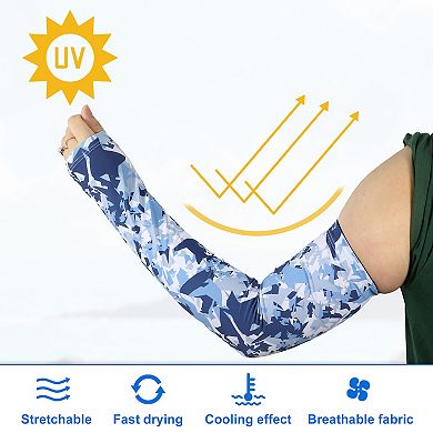 1 Pair Camouflage Sun Protection Arm Sleeve For Sports Navy Blue