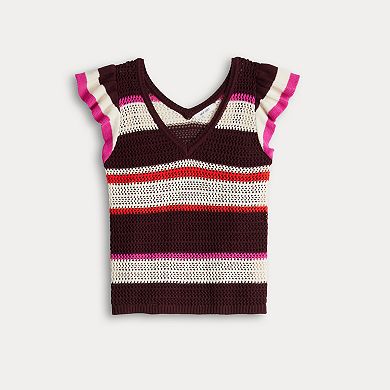 Women's Nine West Crochet Striped Top