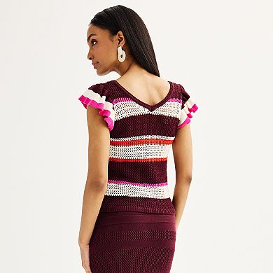 Women's Nine West Crochet Striped Top