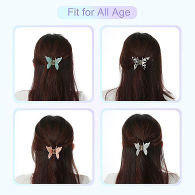 4 Pcs Butterfly Hair Claw Clip For Women 2.95"x2.36" Black White Pink Green