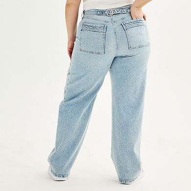 Juniors' Plus Size SO® Low-Rise Carpenter Utility Jeans