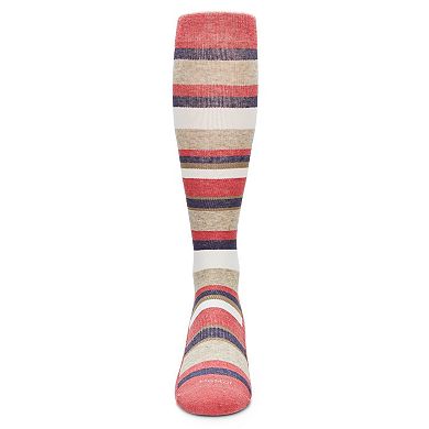 Women's Multi Striped Cotton Blend 15-20mmhg Graduated Compression Socks