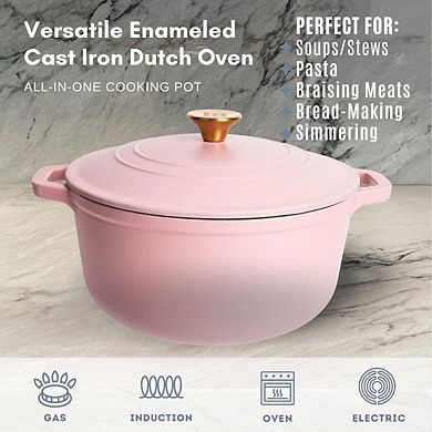 Lexi Home 6 Qt Round Enameled Dutch Oven
