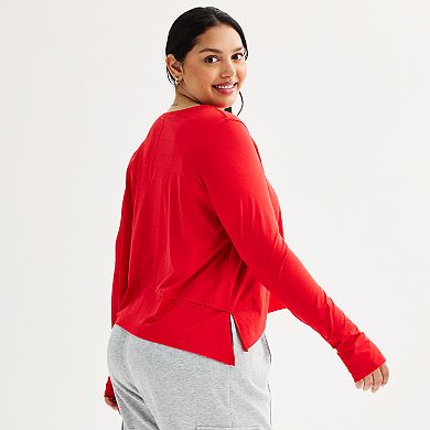 Juniors' Plus Size SO® Relaxed Long Sleeve Tee