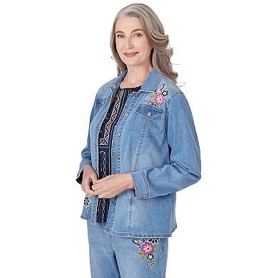 Women's Alfred Dunner Butterfly Embroidered Shacket