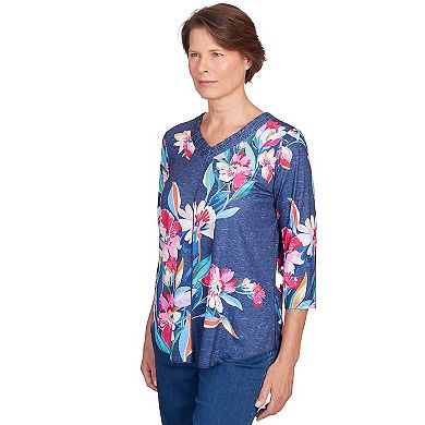 Women's Alfred Dunner Placed Floral V-Neck Top