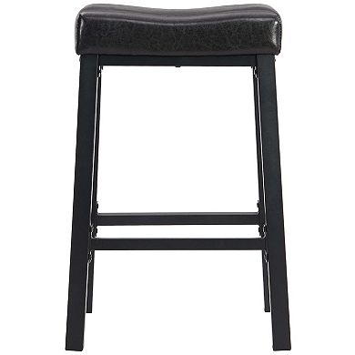 Ehemco Heavy-duty Padded Faux Leather Saddle Seat Kitchen Counter Height Barstools, 29 Inches
