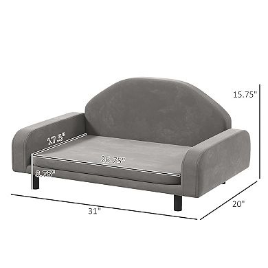Raised Dog Sofa For Small And Medium Dogs With Removable Cushion, Gray