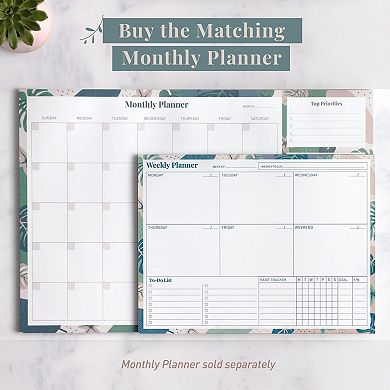 Rileys & Co Undated Weekly Planner With Habit Tracker, Floral Print Tearsheet To Do List Planner