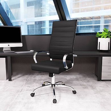 LeisureMod Benmar High-Back Leather Office Chair