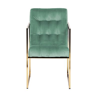 LeisureMod Lexington Tufted Velvet Accent Armchair With Gold Frame