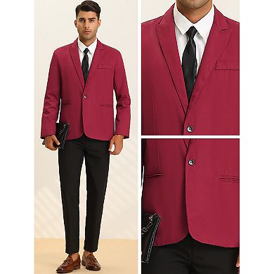 Casual Black Blazer For Men's One Button Slim Fit Lightweight Suit Jacket