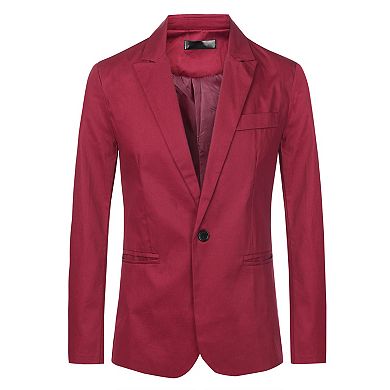 Casual Black Blazer For Men's One Button Slim Fit Lightweight Suit Jacket