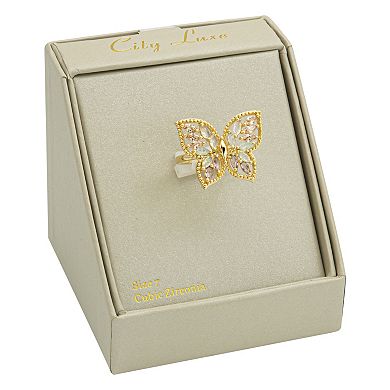 City Luxe Gold Tone Marquise Cubic Zirconia Butterfly Ring