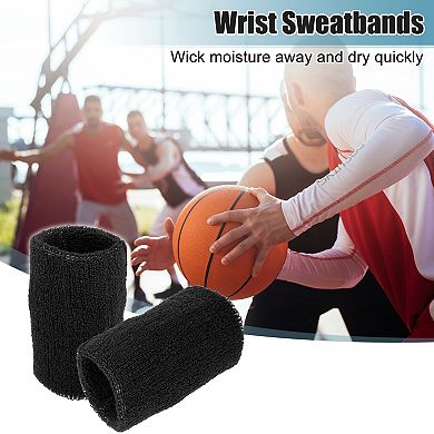 Pair Sweat Absorbing Wrist Sweatbands Athletic Cotton Terry Cloth