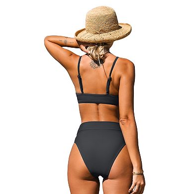 Women's Cupshe Cutout Bralette & V-Front High Waist Bikini Set