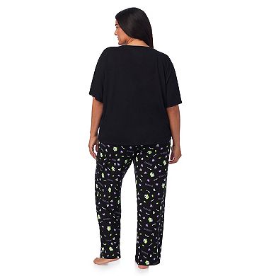 Juniors' Plus Size Beetlejuice Boxy Tee & Open Leg Pant Set