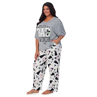 Juniors' Plus Size The Wizard of Oz Good Witch Bad Witch Boxy Tee & Open Leg Pant Set