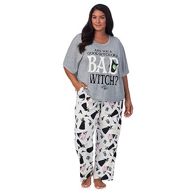 Juniors' Plus Size The Wizard of Oz Good Witch Bad Witch Boxy Tee & Open Leg Pant Set