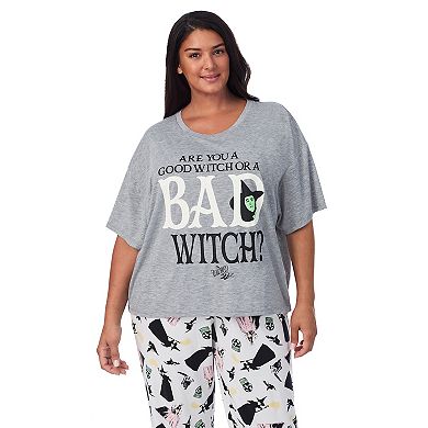 Juniors' Plus Size The Wizard of Oz Good Witch Bad Witch Boxy Tee & Open Leg Pant Set