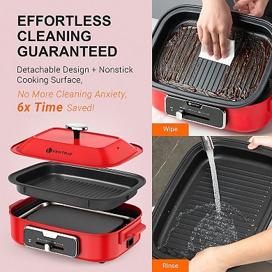 Ventray 1200W Indoor Grill Set With 5 Nonstick Plates