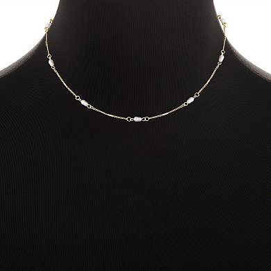 Emberly Gold Tone Simulated Pearl Oval and Bar Station Cable Chain Necklace