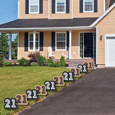 Big Dot of Happiness Finally 21 - Lawn Decor - Outdoor 21st Birthday Party Yard Decor - 10 Pc