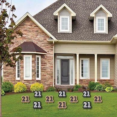 Big Dot of Happiness Finally 21 - Lawn Decor - Outdoor 21st Birthday Party Yard Decor - 10 Pc