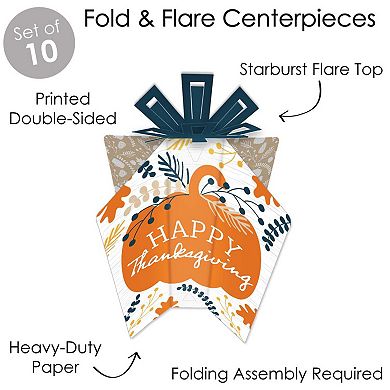 Big Dot Of Happiness Happy Thanksgiving - Decor Fall Harvest Fold & Flare Centerpieces 10 Ct