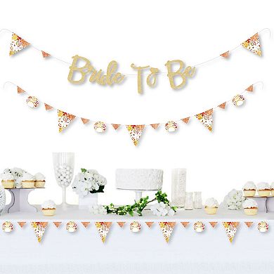 Big Dot Of Happiness Fall Foliage Bride 36 Cutouts & No-mess Real Gold Glitter Banner Letters