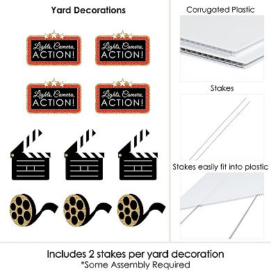 Big Dot of Happiness Red Carpet Hollywood - Lawn Outdoor Movie Night Party Yard Decor 10 Pc