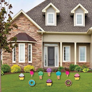 Big Dot of Happiness Sweet Shoppe - Lawn Decor - Outdoor Party Yard Decor - 10 Pc