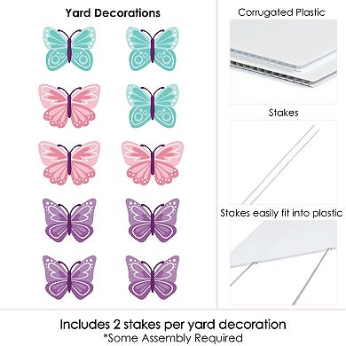 Big Dot of Happiness Beautiful Butterfly Outdoor Baby Shower Birthday Party Yard Decor 10 Pc