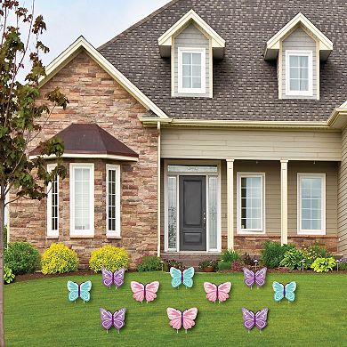 Big Dot of Happiness Beautiful Butterfly Outdoor Baby Shower Birthday Party Yard Decor 10 Pc