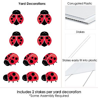 Big Dot of Happiness Happy Little Ladybug - Lawn Decor - Outdoor Party Yard Decor - 10 Pc