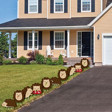 Big Dot of Happiness Forest Hedgehogs Outdoor Birthday Party or Baby Shower Yard Decor 10 Pc