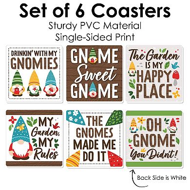 Big Dot Of Happiness Garden Gnomes - Funny Forest Gnome Party Decor - Drink Coasters - 6 Ct