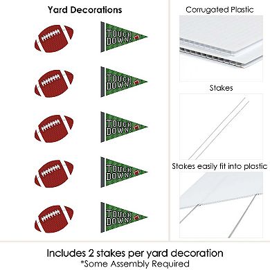 Big Dot of Happiness End Zone - Football Lawn Decor - Outdoor Party Yard Decor - 10 Pc