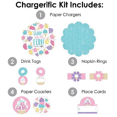 Big Dot Of Happiness Scoop Up The Fun Ice Cream Party Charger Chargerific Kit Setting For 8