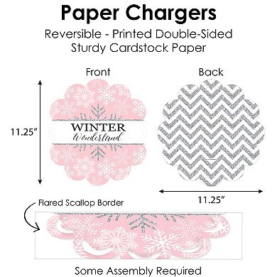 Big Dot Of Happiness Pink Winter Wonderland Paper Charger & Table Decor Chargerific Kit For 8