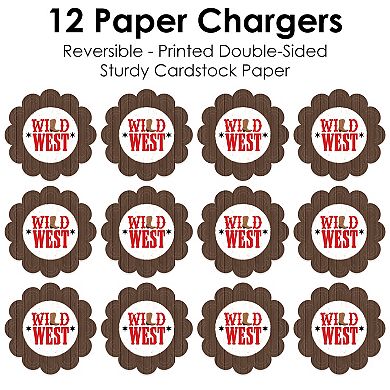 Big Dot Of Happiness Western Hoedown - Wild West Cowboy Party Decor Chargers 12 Ct