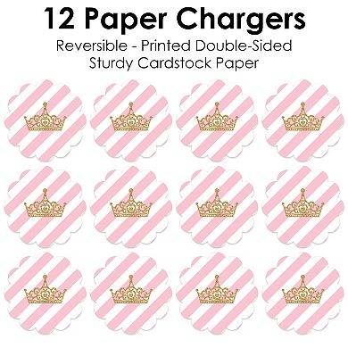 Big Dot Of Happiness Little Princess Crown Baby Shower Table Decor Paper Chargers 12 Ct