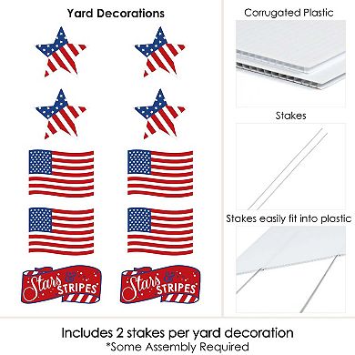 Big Dot of Happiness Stars & Stripes Lawn Decor Outdoor USA Patriotic Party Yard Decor 10 Pc