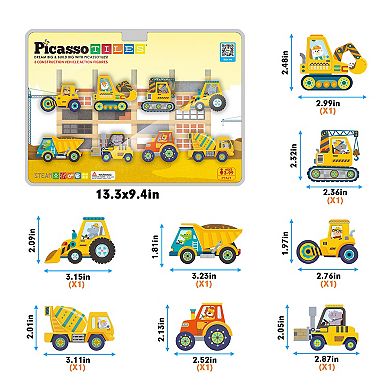 Picassotiles 8pcs Magnet Building Tile Blocks Addon 8 Magnetized Action Figures