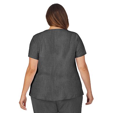 Plus Size Cuddl Duds® Scrubs Henley Top With 2 Pockets