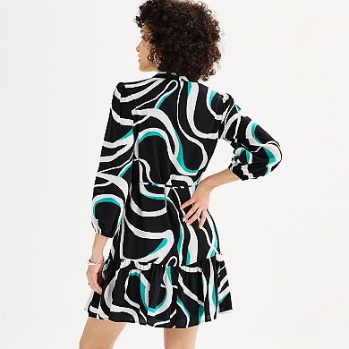 Women's Nine West Long Sleeve Belted Mini Dress