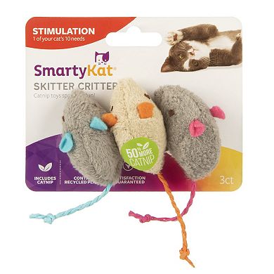 SmartyKat Skitter Critters Plush Catnip Mouse Cat Toys 3-pack Set