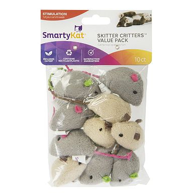 SmartyKat Skitter Critters 10-piece Value Pack Plush Mouse Catnip Cat Toys