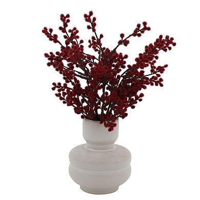 Red Berry Arrangement In Ceramic Vase